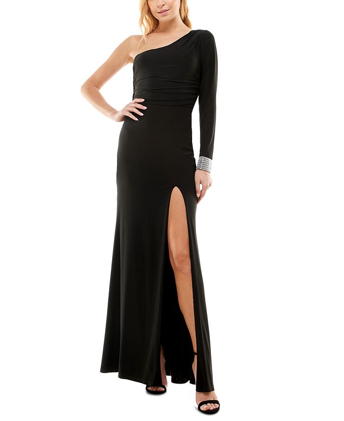 City Studios Juniors' Embellished One-Shoulder Gown & Reviews - Dresses ...