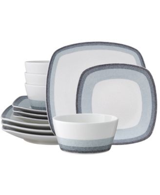 Colorscapes Layers 12 Piece Square Dinnerware Set Collection