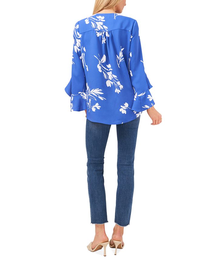 Vince Camuto Floral Whisper Printed FlutterSleeve Blouse & Reviews