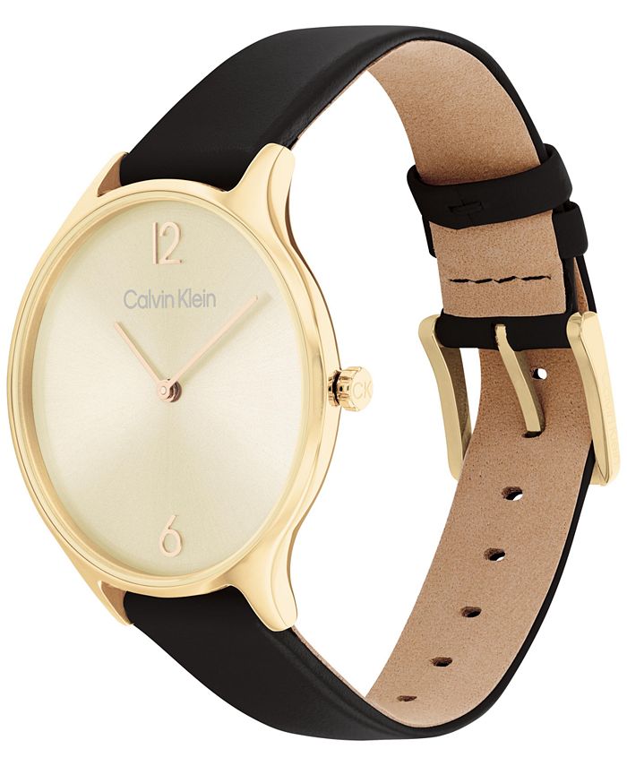 Calvin Klein Black Leather Strap Watch 38mm - Macy's
