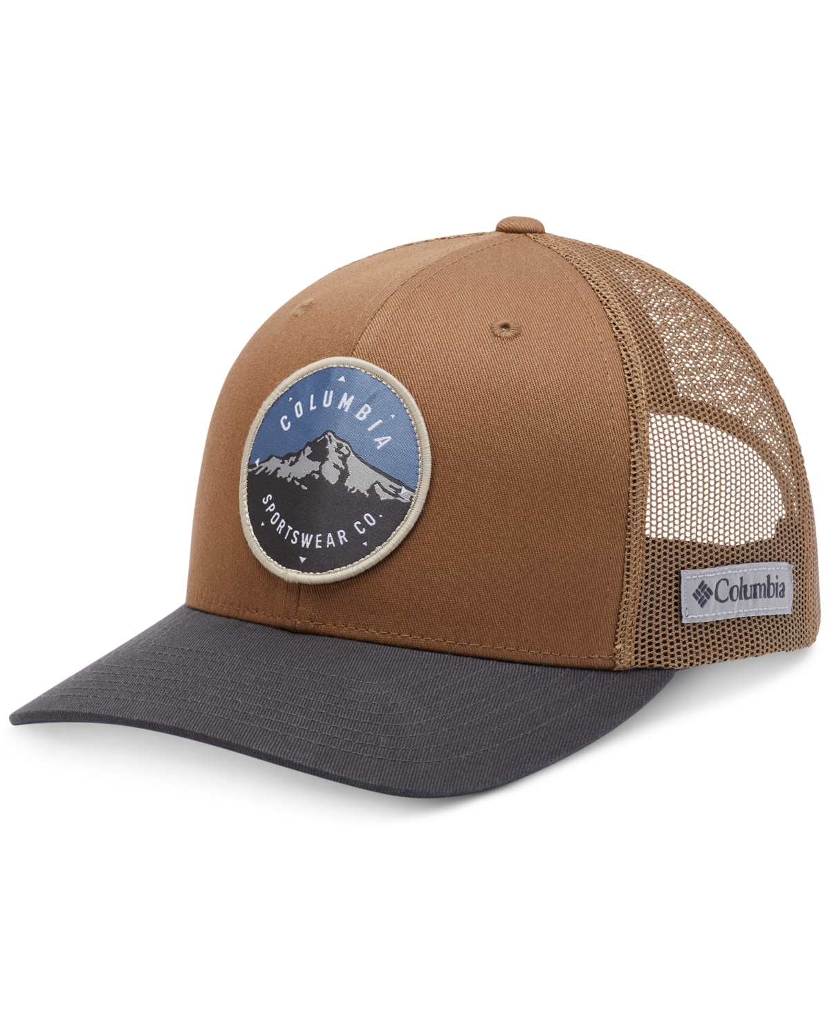 Shop Columbia Men's Mesh Snap Back Hat In Delta,shark,mt Hood Circle Patch