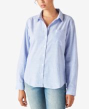 Lucky Brand Women's Long Sleeve Oversized Distressed Shirt, Lilac