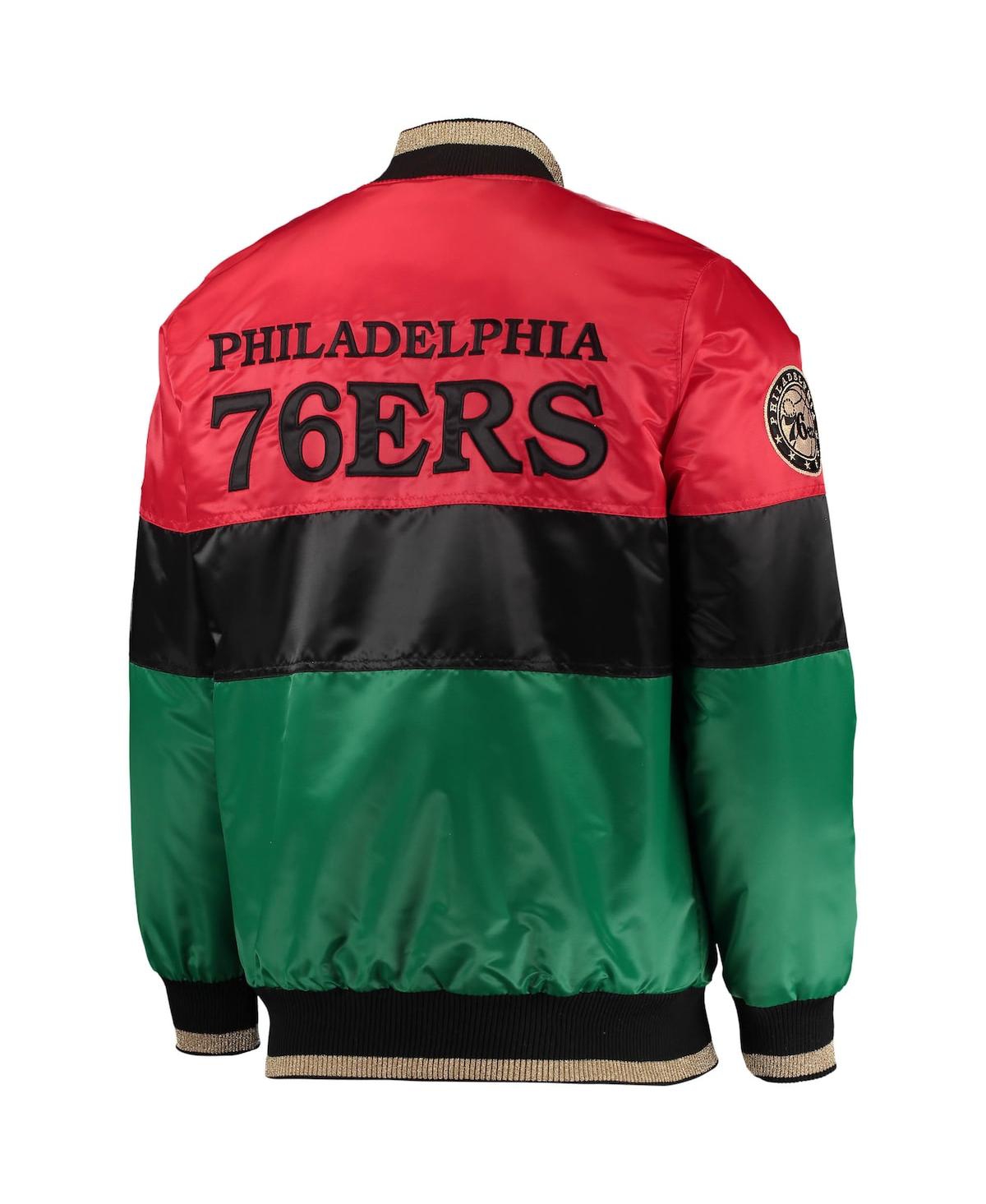 Shop Starter Men's  Red And Black And Green Philadelphia 76ers Black History Month Nba 75th Anniversary Fu In Red,black,green