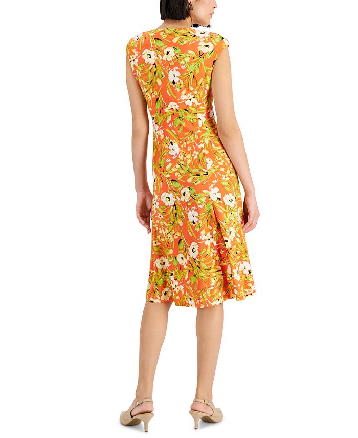 Kasper A-Line Floral Midi Dress - Macy's
