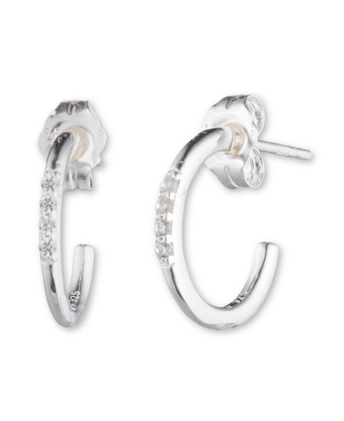 Lauren Ralph Lauren Sterling Silver and Cubic Zirconia Huggie Hoop Earring - Sterling Silver