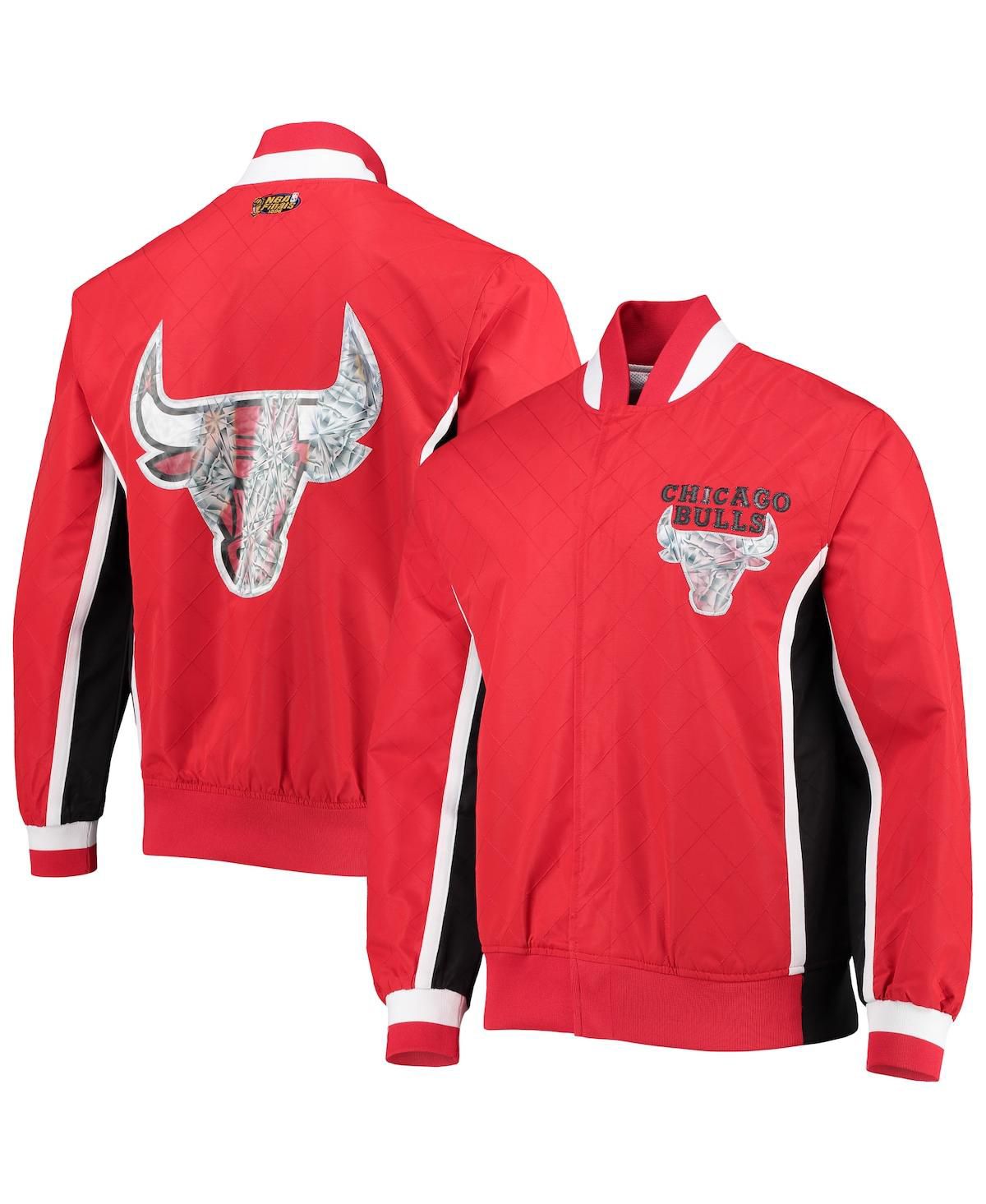 Мужская куртка Chicago Bulls Red Hardwood Classics 75th Anniversary Authentic Warmup на полной застежке