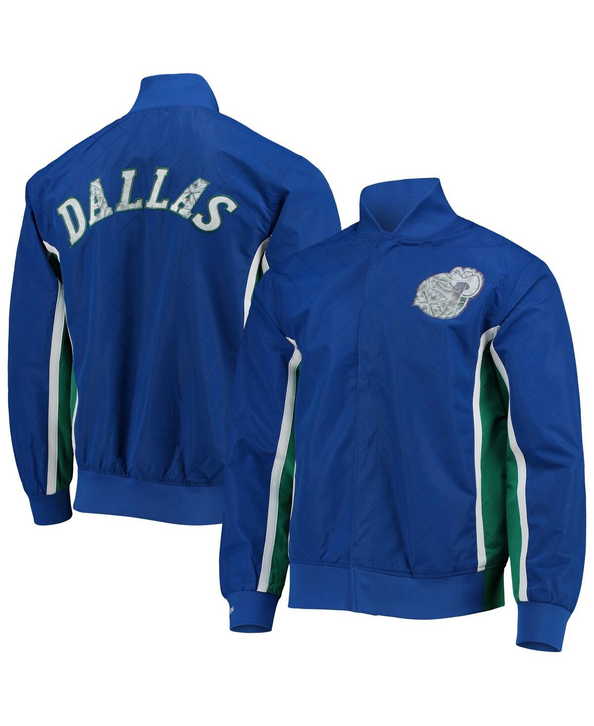 Men's Dallas MavericksMitchell & Ness Hardwood Classics 75th Anniversary Authentic Warmup Full-Snap Jacket - Blue