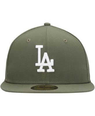 Men's Olive Los Angeles Dodgers Logo White 59FIFTY Fitted Hat