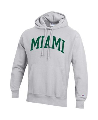 Men's Heather Gray Miami Hurricanes Team Arch Reverse Weave Pullover Hoodie