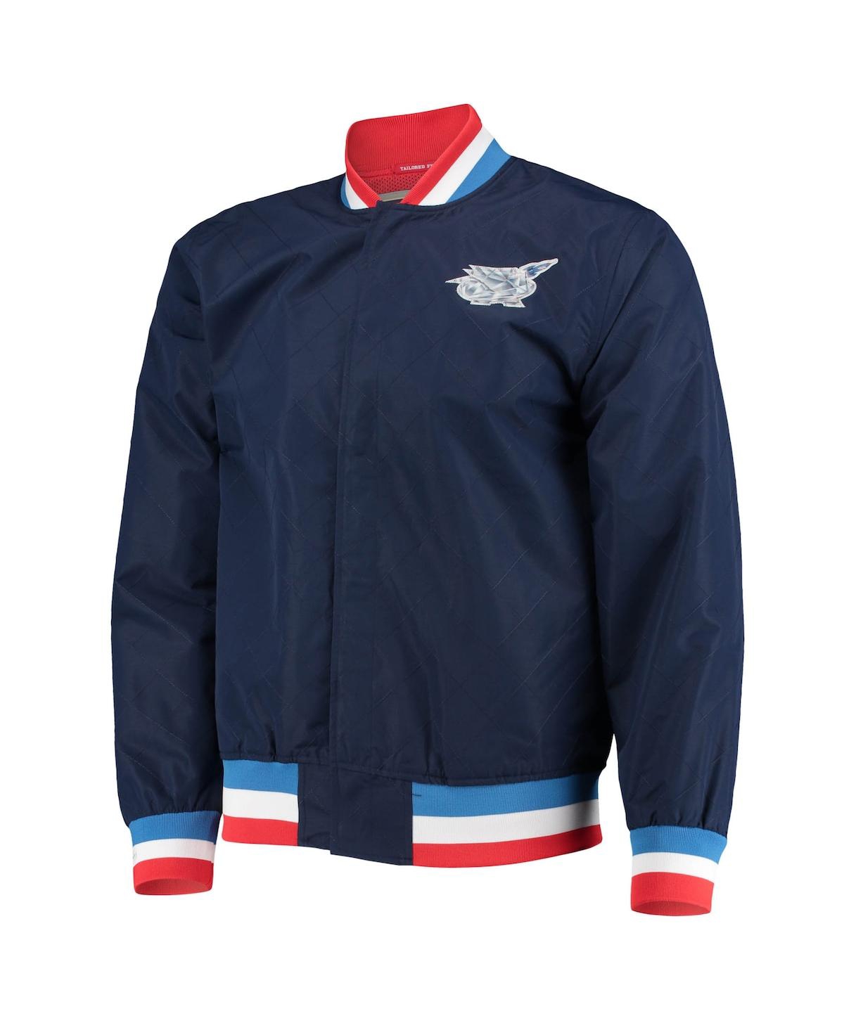 Men's Houston RocketsMitchell & Ness Hardwood Classics 75th Anniversary Authentic Warmup Full-Snap Jacket - Navy