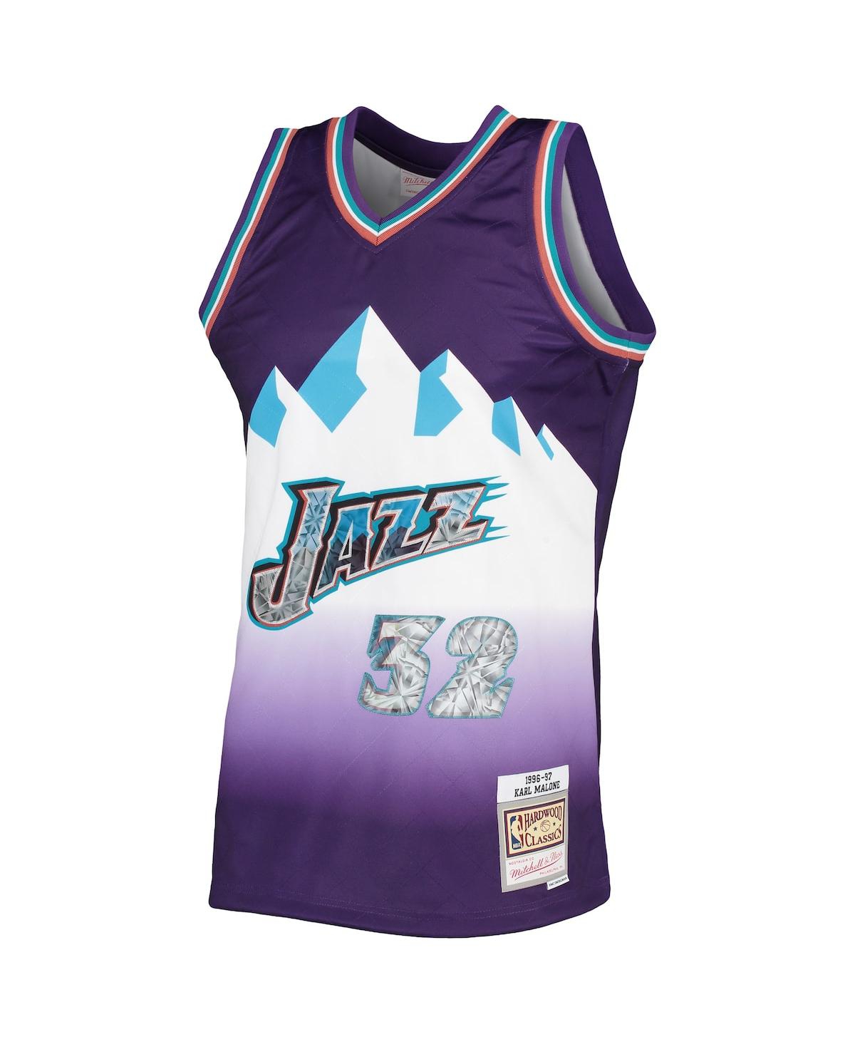 Men's Mitchell & Ness Karl MaloneUtah Jazz 1996-97 Hardwood Classics 75th Anniversary Diamond Swingman Jersey - Purple