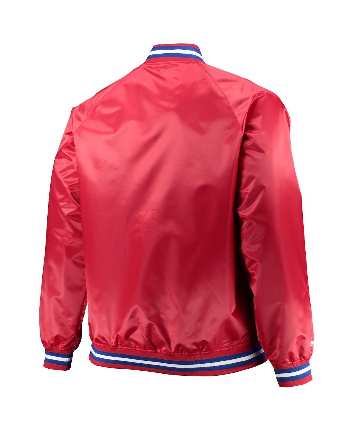 Men's Mitchell & NessPhiladelphia 76Ers Big and Tall Hardwood Classics Raglan Satin Full-Snap Jacket - Red
