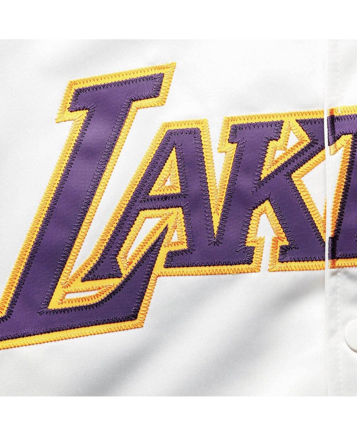 Men's Mitchell & NessLos Angeles Lakers Big and Tall Hardwood Classics Raglan Satin Full-Snap Jacket - White