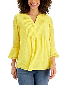Double-Ruffle Textured Pintuck Top, Created for Macy's