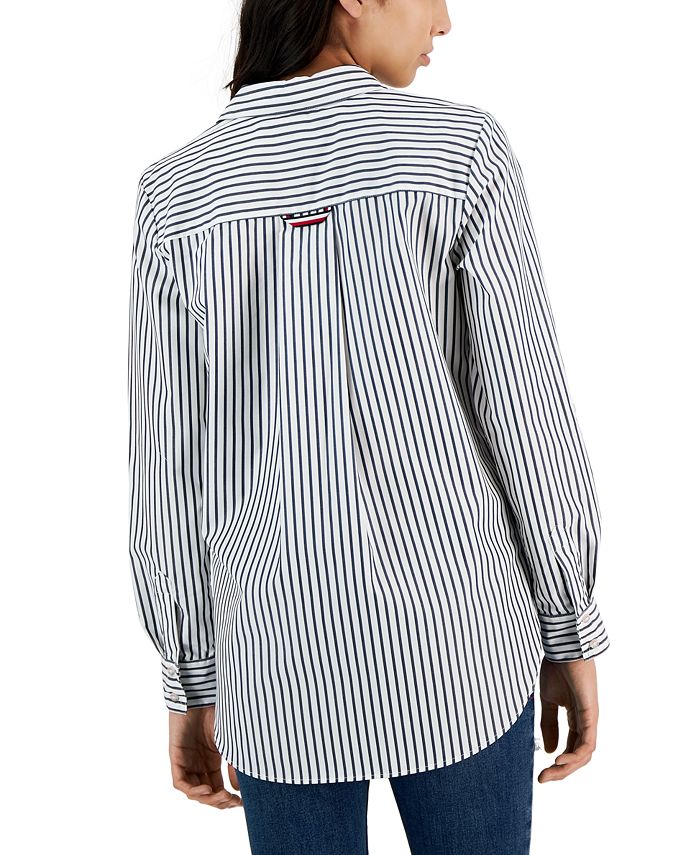 Tommy Hilfiger Women's Cotton Easy Care Striped Popover Shirt - Macy's