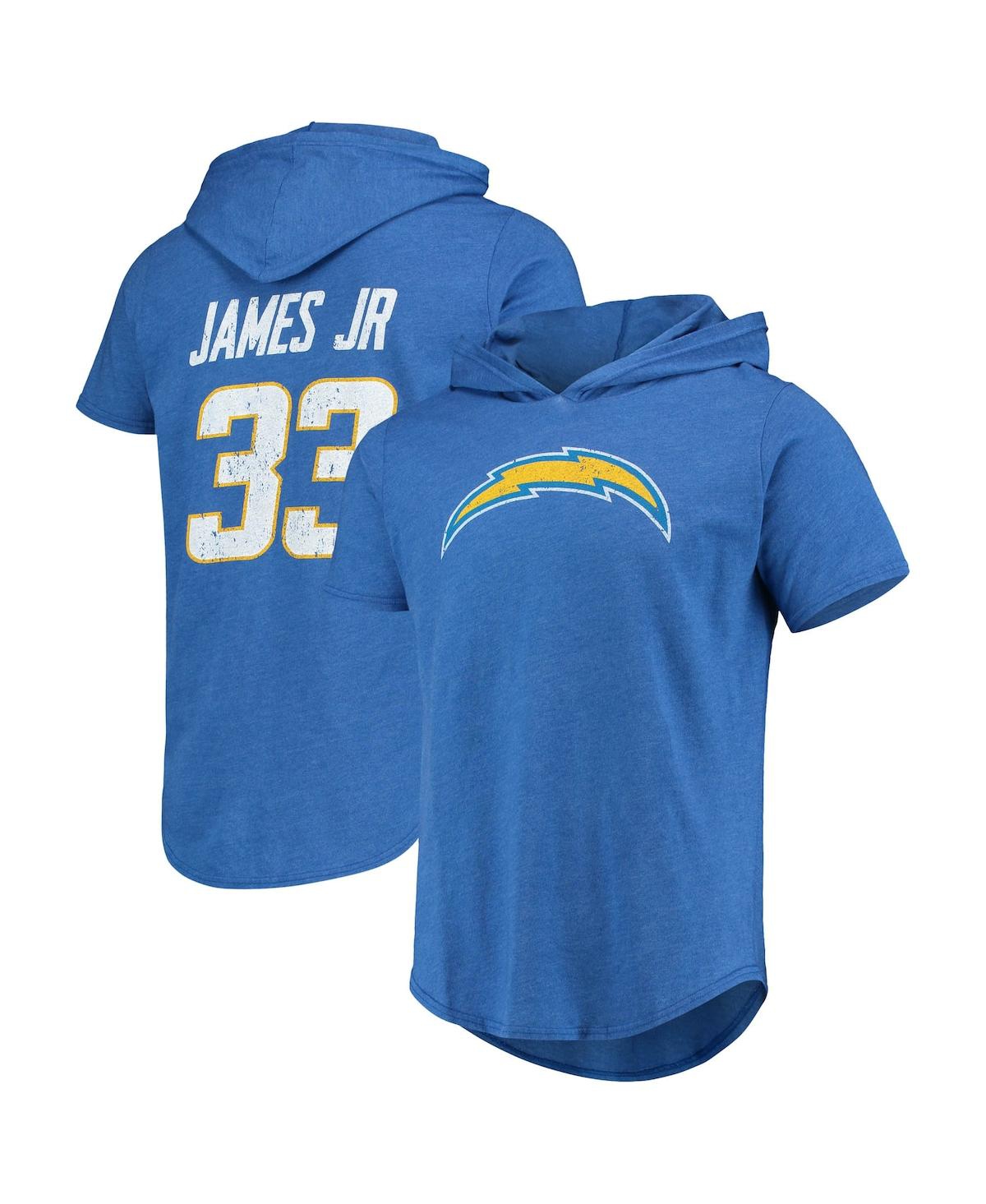 Men's Derwin James Jr. Heathered Powder Blue Los Angeles Chargers Player Name and Number Tri-Blend Hoodie T-shirt - Powder Blue