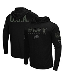 Men's Black Navy Midshipmen OHT Military-Inspired Appreciation Hoodie Long Sleeve T-shirt