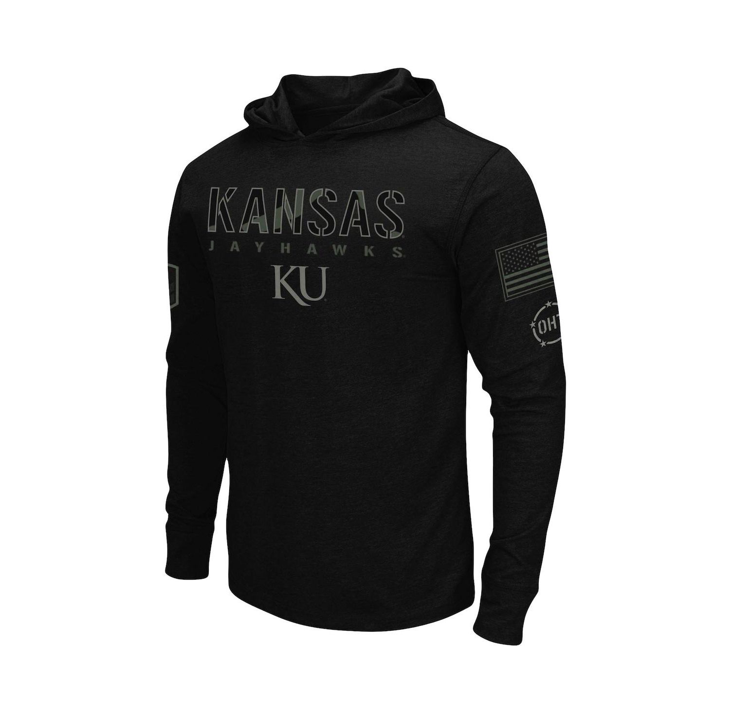 Men's Black Kansas Jayhawks OHT Military-Inspired Appreciation Hoodie Long Sleeve T-shirt
