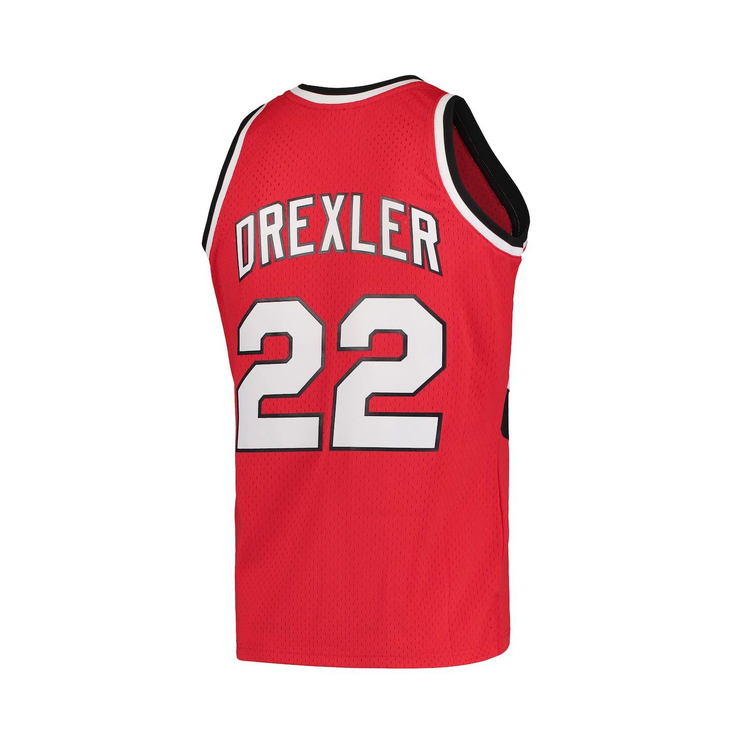 Мужские топы Mitchell & Ness Clyde Drexler Red Portland Trail Blazers Hardwood Classics 1983-84 Swingman Jersey — фото 4