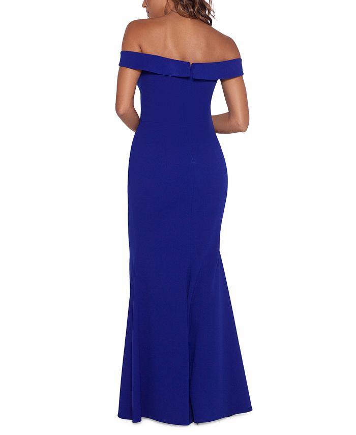 SOLID COLOR ASYMMETRICAL NECKLINE SLIT PLEATED VELVET GOWN main image 0