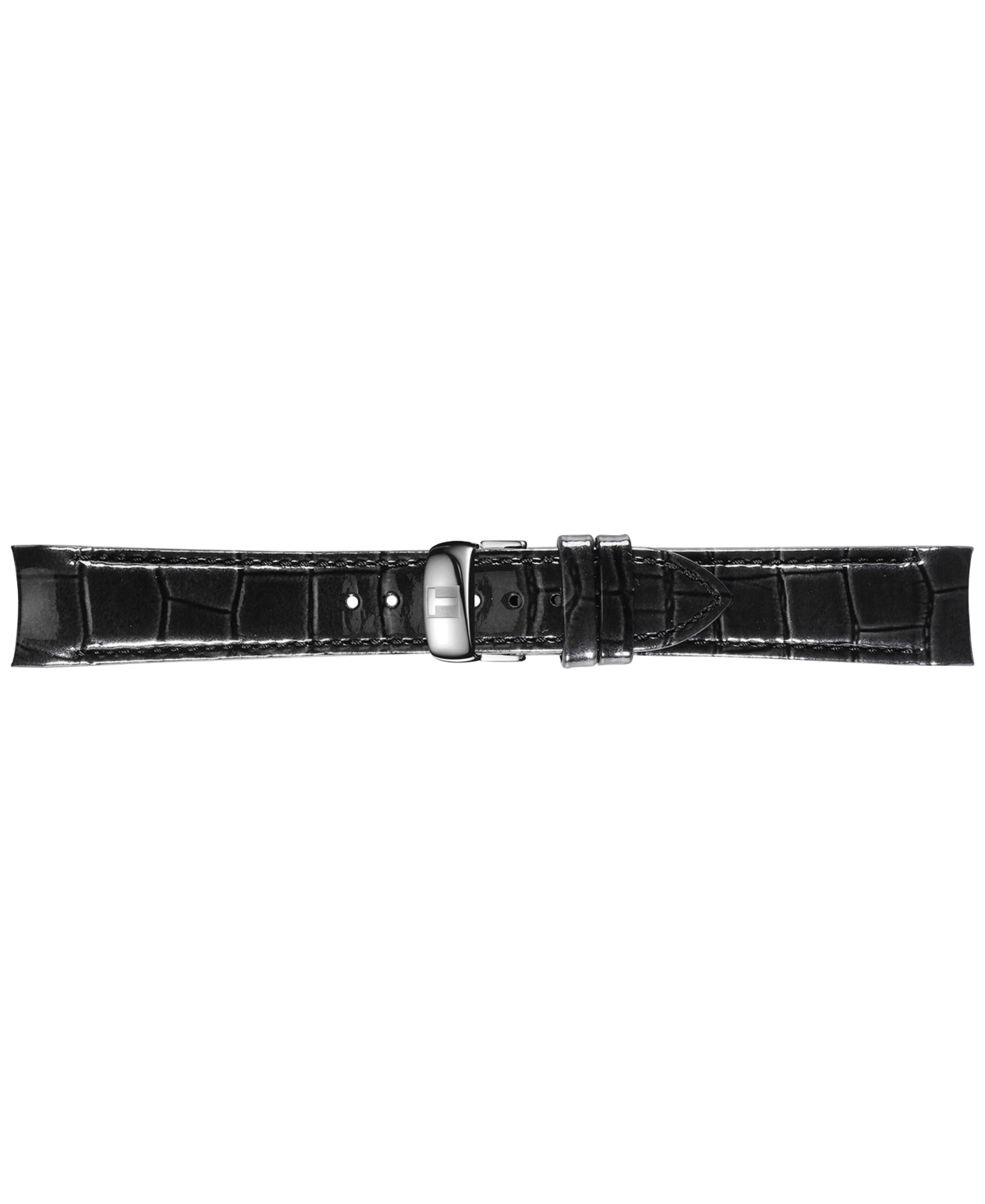 Shop Tissot Women's Swiss Couturier Diamond (1/3 Ct. T.w.) Black Leather Strap Watch 32mm