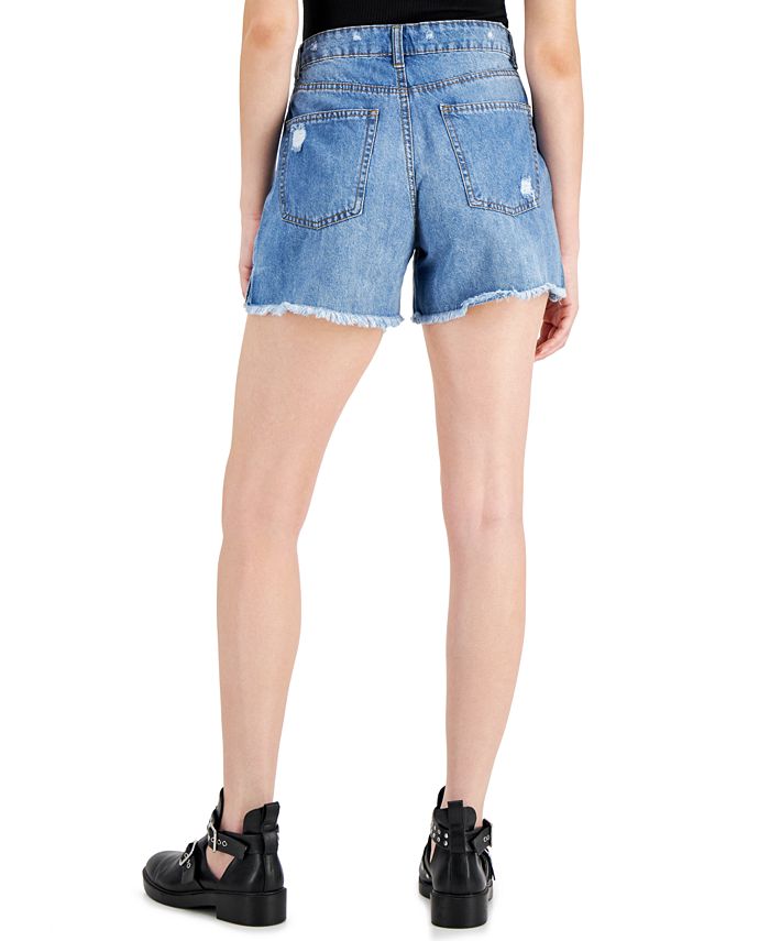 Vanilla Star Juniors' Ripped Denim Boyfriend Shorts Macy's