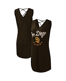Women's Brown San Diego Padres Game Time Slub Beach V-Neck Cover-Up Dress