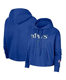 Women's Blue Dallas Mavericks 2021/22 City Edition Essential Logo Cropped Pullover Hoodie