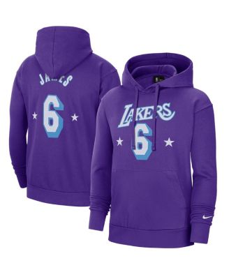 Men's Lebron James Purple Los Angeles Lakers 2021/22 City Edition Name and Number Pullover Hoodie