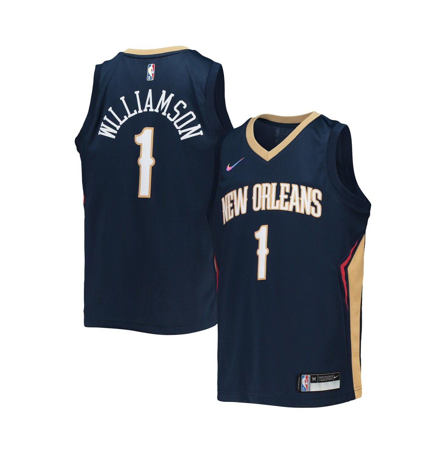 Топ Nike Zion Williamson Navy New Orleans Pelicans 2021/22 Diamond Swingman Jersey - Icon Edition для мальчиков — фото 2