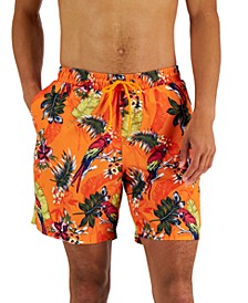 Men's Tropical Bird-Print Swim Shorts, Created for Macy's 