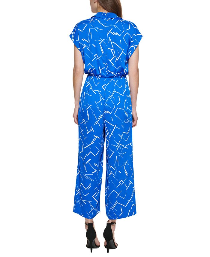 DKNY Printed Collared Jumpsuit Macy's