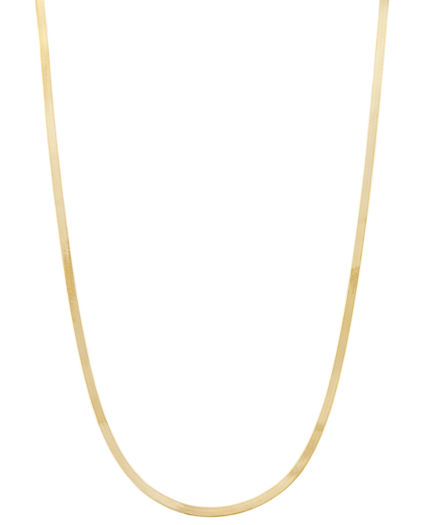 Lightweight Herringbone Link Chain Necklace (3-3/8mm) in 10k Gold, 16" + 2" extender