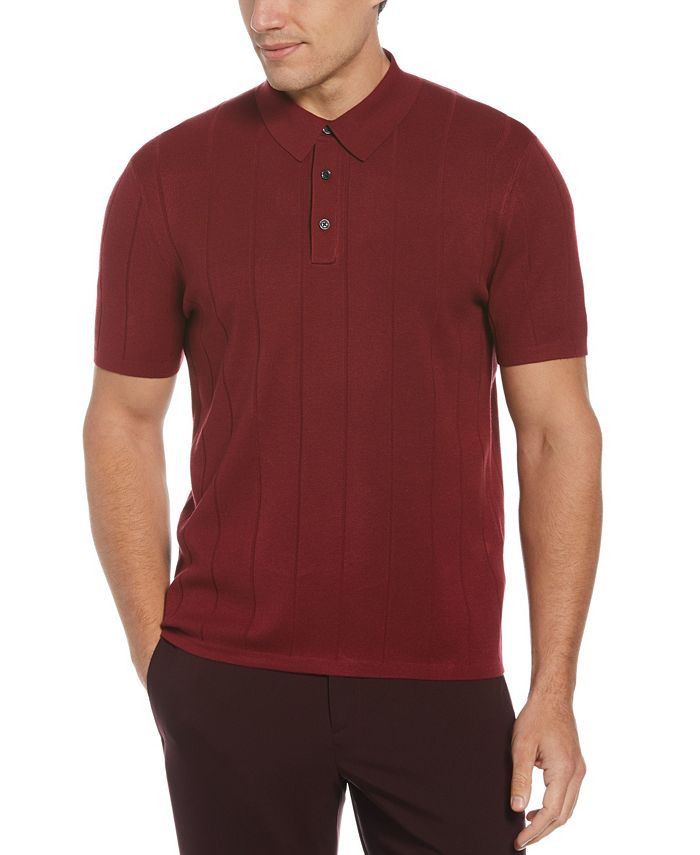 Perry Ellis Men's Tech Knit Pointelle Rib Short Sleeve Polo Shirt - Macy's