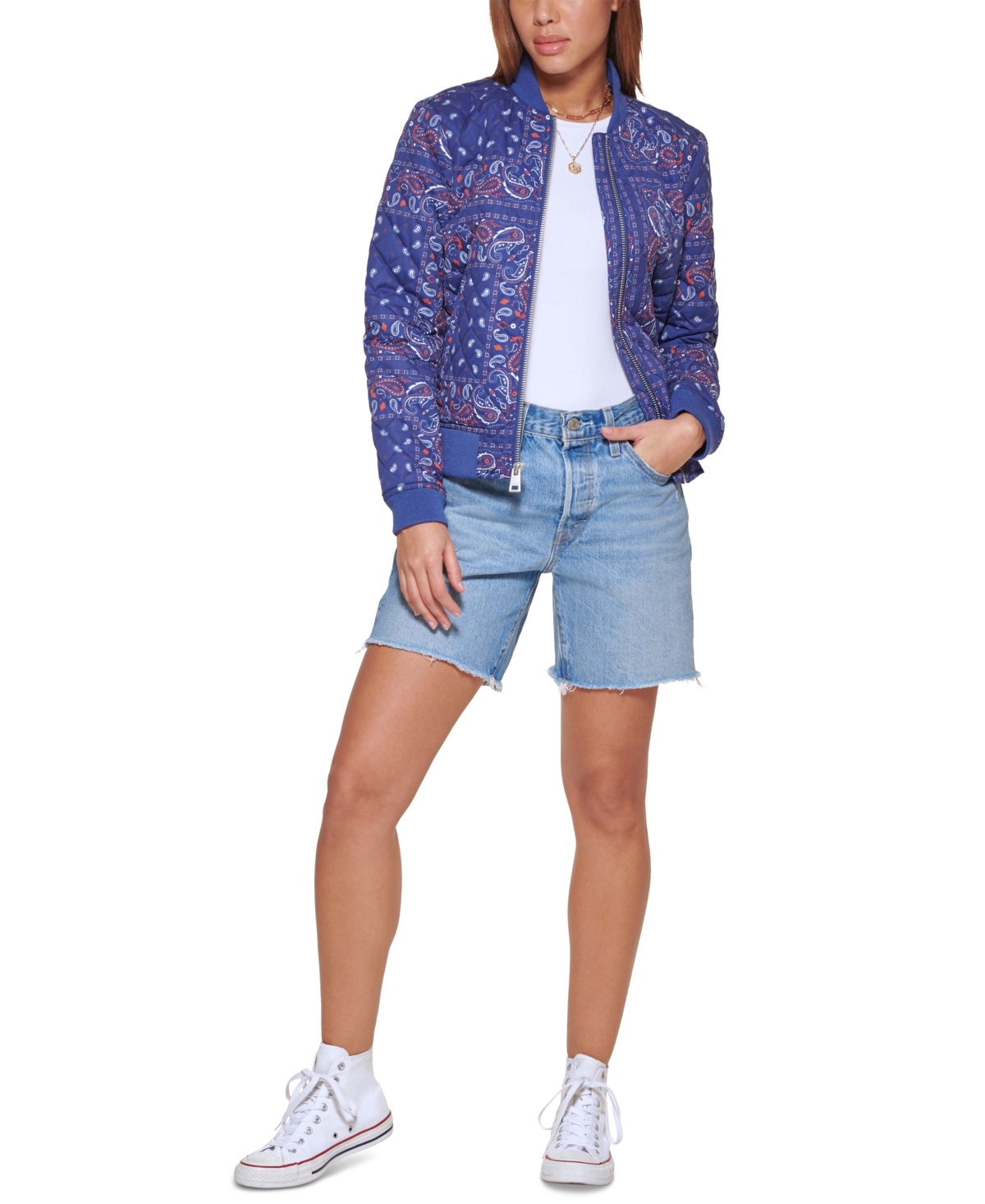 LEVI'S WOMEN'S DIAMOND QUILTED CASUAL BOMBER JACKET