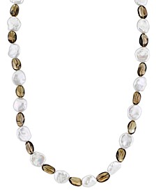 Cultured Keshi Freshwater Pearl (11-12mm) & Smoky Quartz (46-1/2 ct. t.w.) 18" Collar Necklace