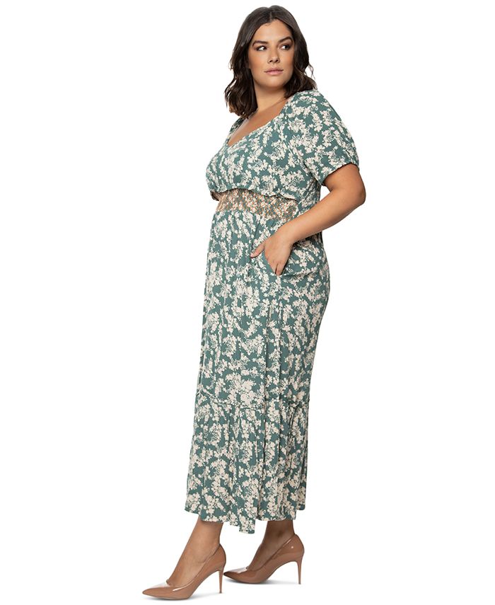 Black Tape Trendy Plus Size Printed Smocked Maxi Dress & Reviews ...