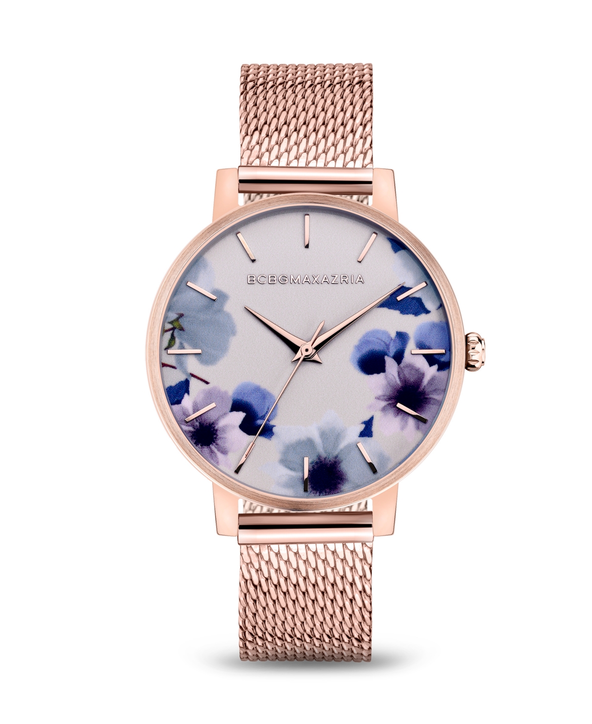 Bcbgmaxazria Women's 3 Hands Rose Gold-Tone Stainless Steel Mesh Watch 38 mm