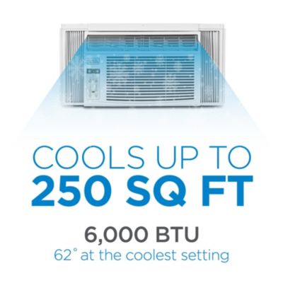 BD06WT6 6000 BTU Window Air Conditioner Unit, AC Cools Up to 250 Square Feet, Energy Efficient, White