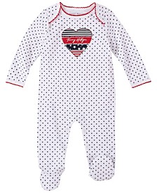 Baby Girls Americana Polka-Dot Footie Coverall