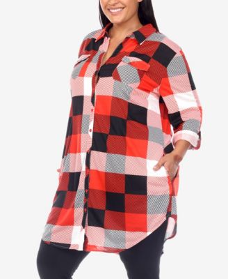 Plus Size Plaid Tunic Shirt