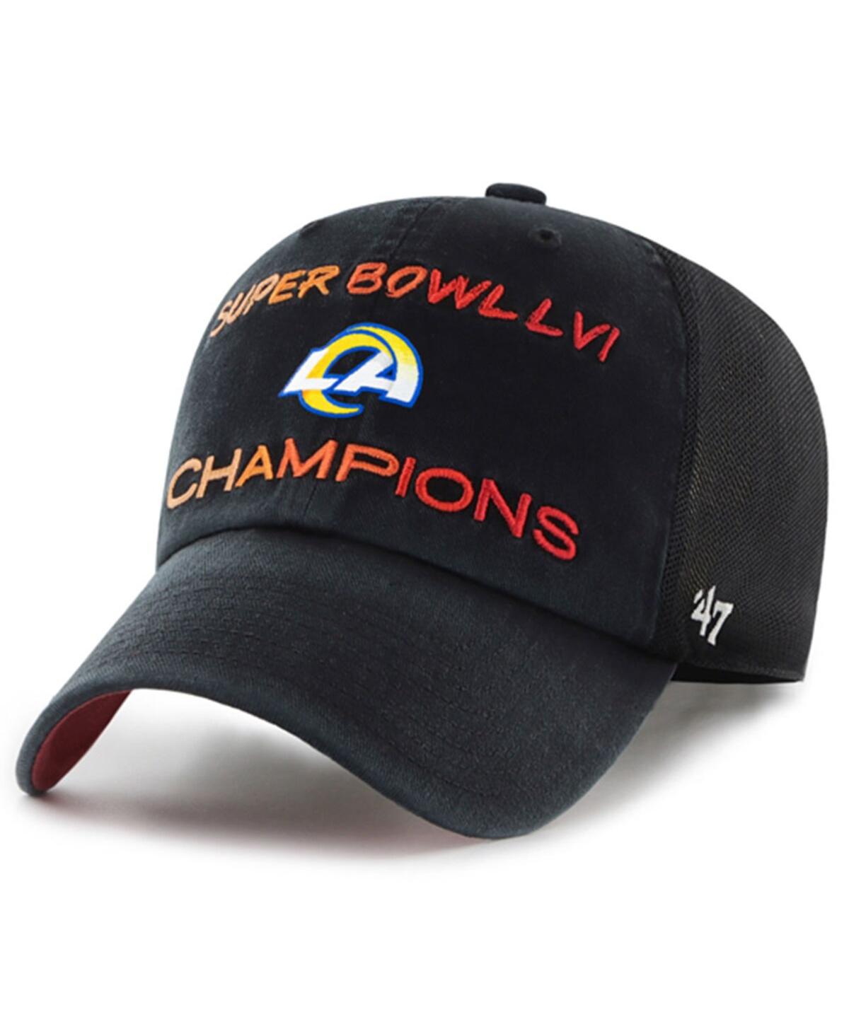 Men's '47Los Angeles Rams Super Bowl Lvi Champions Scene Trucker Clean Up Adjustable Hat - Black