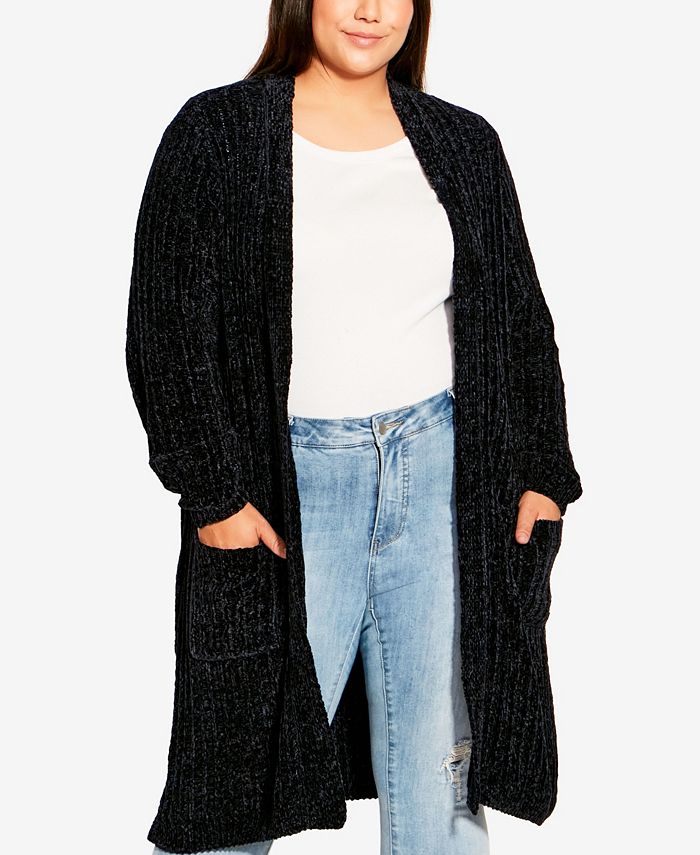Avenue Plus Size Chenille Coatigan Sweater Macys