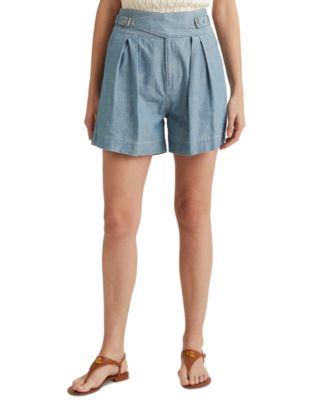 ボトムスその他 POLO RALPH LAUREN Pleated cotton chambray shorts Lauren Ralph Lauren Pleated Chambray Shorts - Macy's