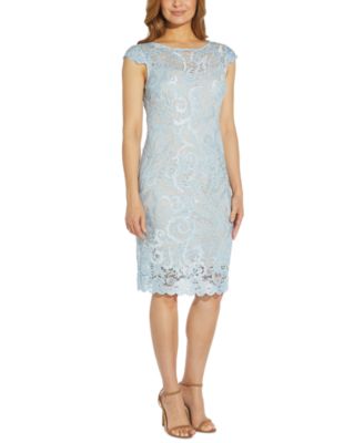 Adrianna Papell - Lace Cap-Sleeve Sheath Dress