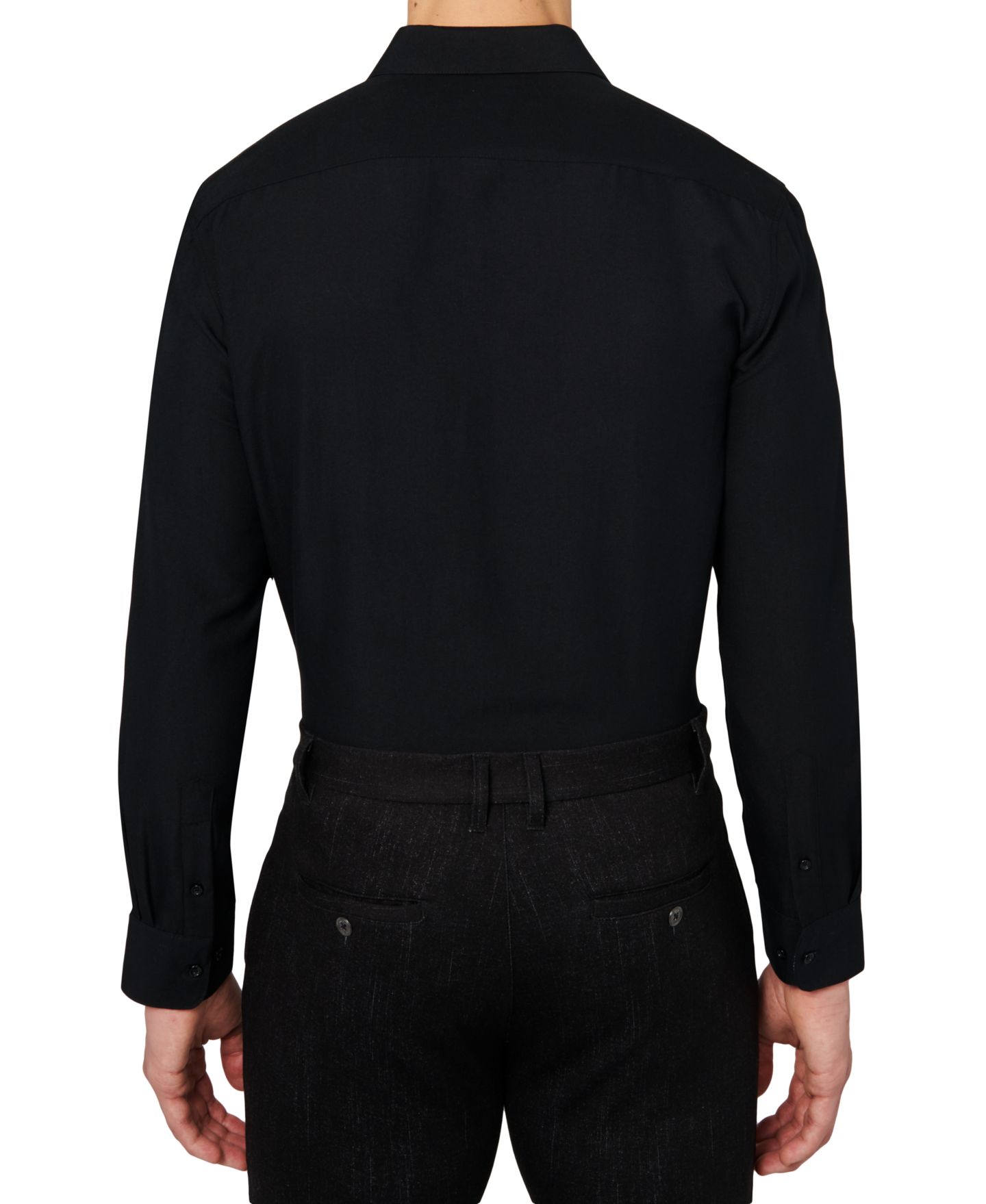 Мужская рубашка Calabrum Regular Fit Solid Wrinkle Free Performance Dress Shirt, цвет: Чёрный — фото 3
