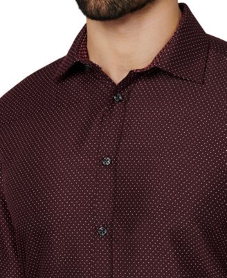 Men's Regular Fit Dot Print Wrinkle Free Performance Dress Shirt