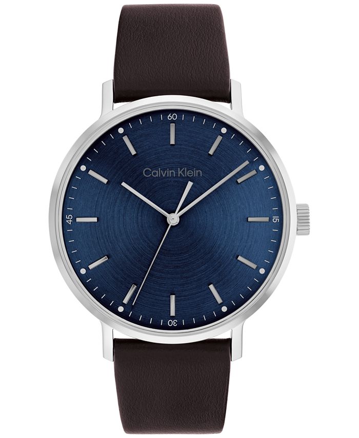 Calvin klein watch brown leather strap shop