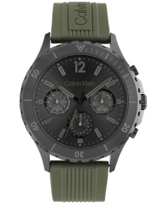 Calvin Klein - Men's Green Silicone Strap Watch 44mm