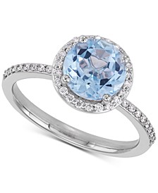 Aquamarine (1-3/4 ct. t.w.) & Diamond (1/4 ct. t.w.) Halo Ring in 14k White Gold